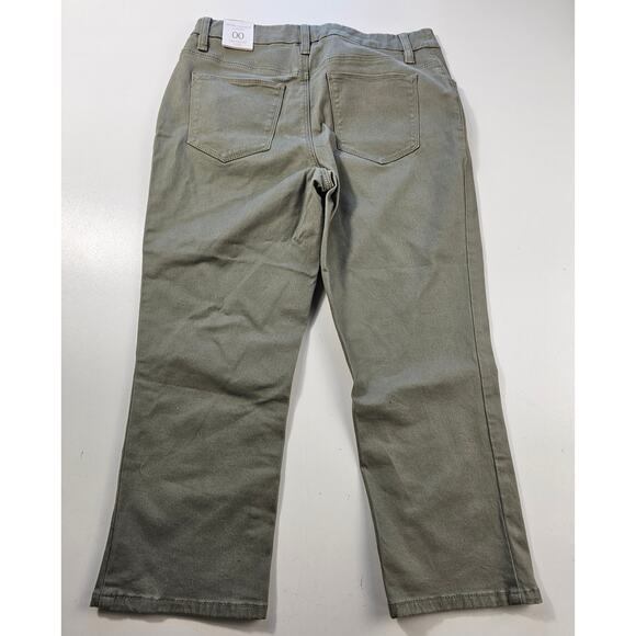 NWT PERFECT STRETCH GIRLFRIEND/ SLIM LEG CAPRI 00 (2) GREEN CAREER OFFICE CASUAL - Picture 1 of 6